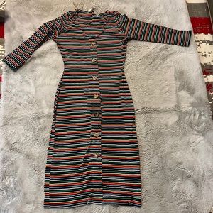 Womens knit Dress size medium — striped -colorful knee length ! Super cute
